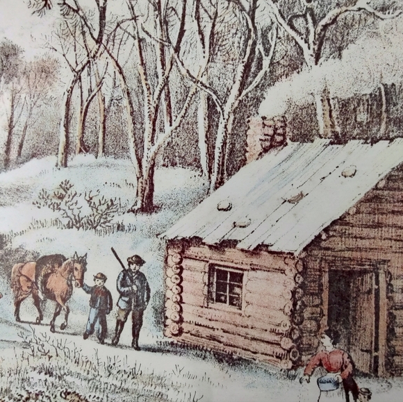 Vintage 1971 "A Home in the Wilderson" Currier & Ives Lithograph Print - Picture 10 of 11